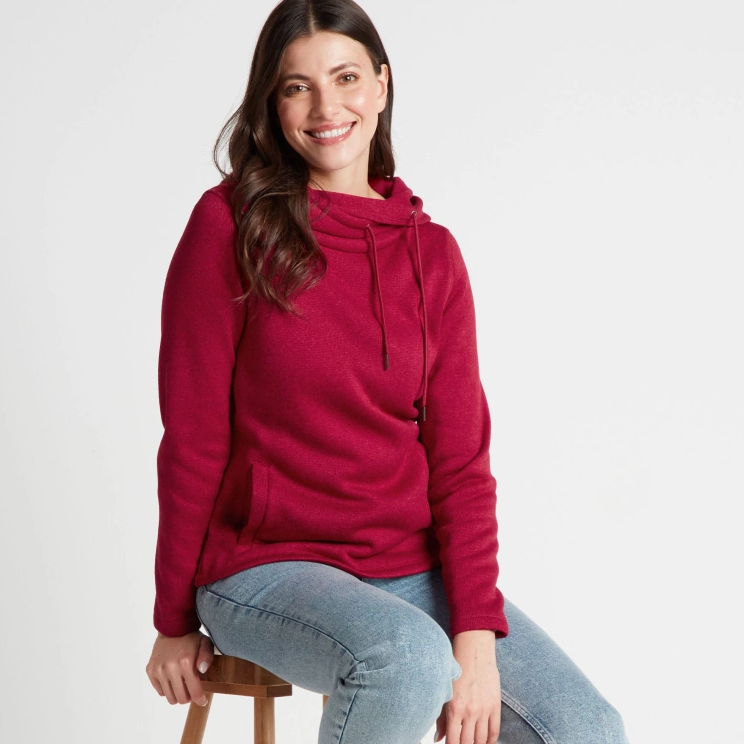 Acer Womens Knitlook Fleece Hoody - Cerise Marl 4 Acer Womens Knitlook Fleece Hoody - Cerise Marl - Image 2