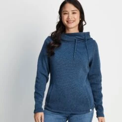 Acer Womens Knitlook Fleece Hoody - Blueberry Marl