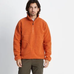 Adams Mens Sherpa Half Zip Fleece - Dark Orange -Fashion General Store 61856 ADAMS001 1