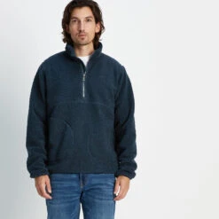 Adams Mens Sherpa Half Zip Fleece - Dark Indigo -Fashion General Store 61856 ADAMS002 1