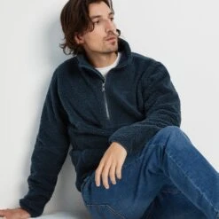 Adams Mens Sherpa Half Zip Fleece - Dark Indigo -Fashion General Store 61856 ADAMS002 7
