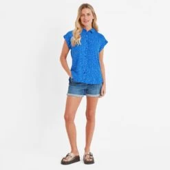 Alston Womens Shoer Short Sleeve Shirt - Mykonos Blue Star Print -Fashion General Store 61856 ALST305 1