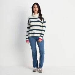 Anthea Womens Striped Roll Neck Jumper - Starry Night/Off White 13 Anthea Womens Striped Roll Neck Jumper - Starry Night/Off White -Fashion General Store 61856 ANTH300 1