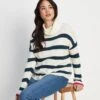 Anthea Womens Striped Roll Neck Jumper - Starry Night/Off White -Fashion General Store 61856 ANTH300 7