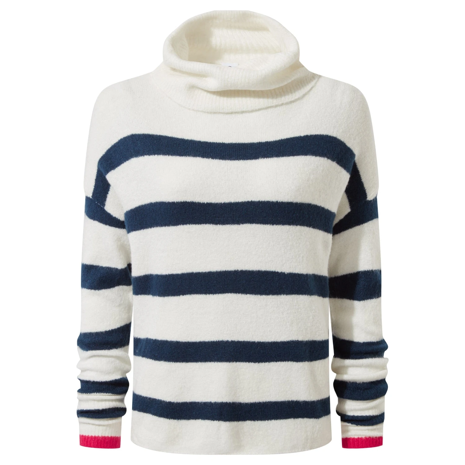 Anthea Womens Striped Roll Neck Jumper - Starry Night/Off White 11 Anthea Womens Striped Roll Neck Jumper - Starry Night/Off White - Image 9