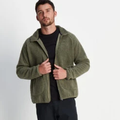Bamford Mens Raglan Sherpa Fleece Jacket - Khaki -Fashion General Store 61856 BAMF001 1