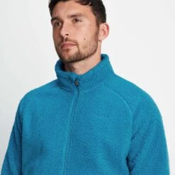 Bamford Mens Raglan Sherpa Fleece Jacket - Peacock Blue -Fashion General Store 61856 BAMF002 4