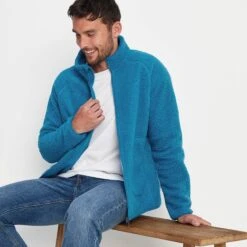 Bamford Mens Raglan Sherpa Fleece Jacket - Peacock Blue -Fashion General Store 61856 BAMF002 7
