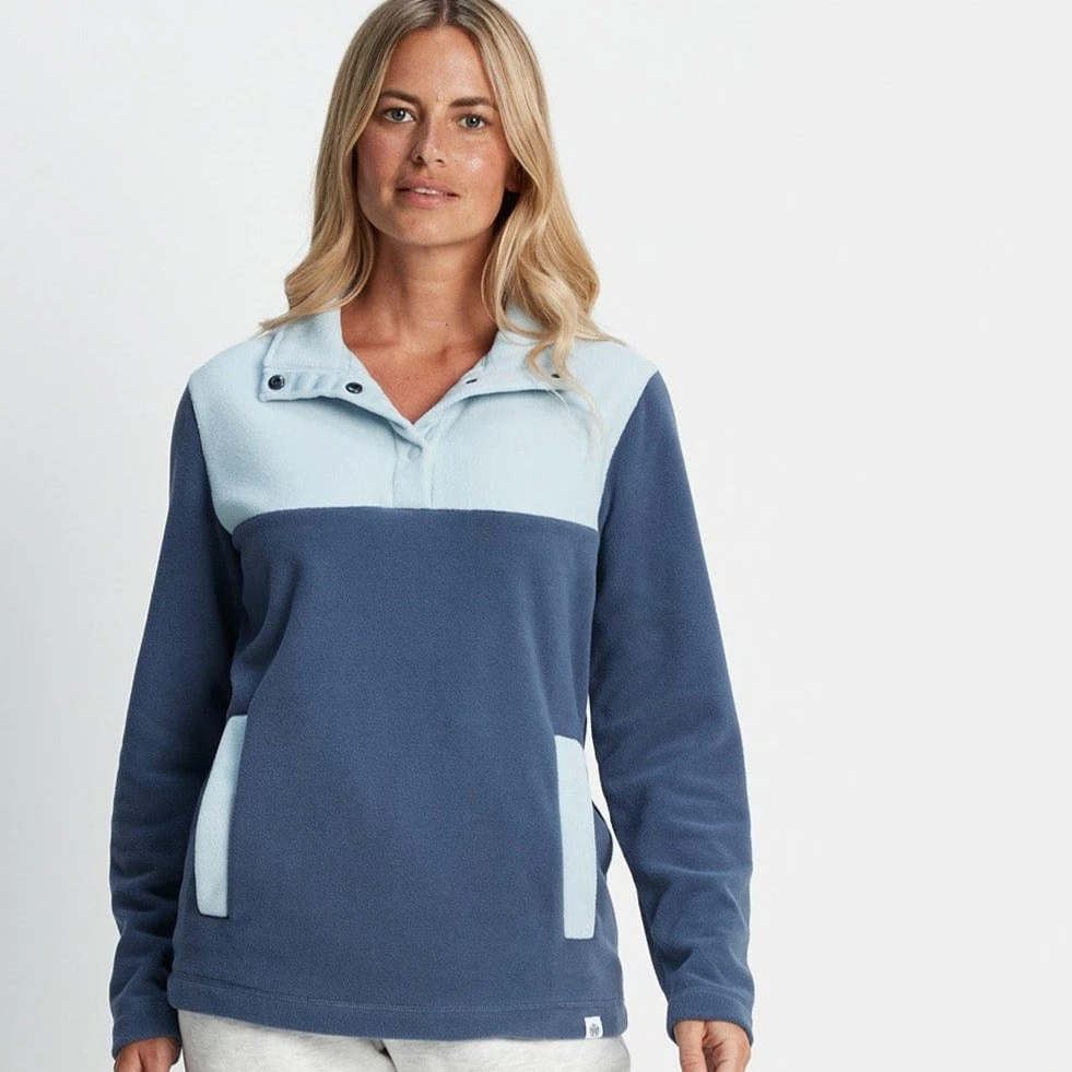 Barclay Womens Press Stud Neck Fleece - Blueberry 7 Barclay Womens Press Stud Neck Fleece - Blueberry - Image 5