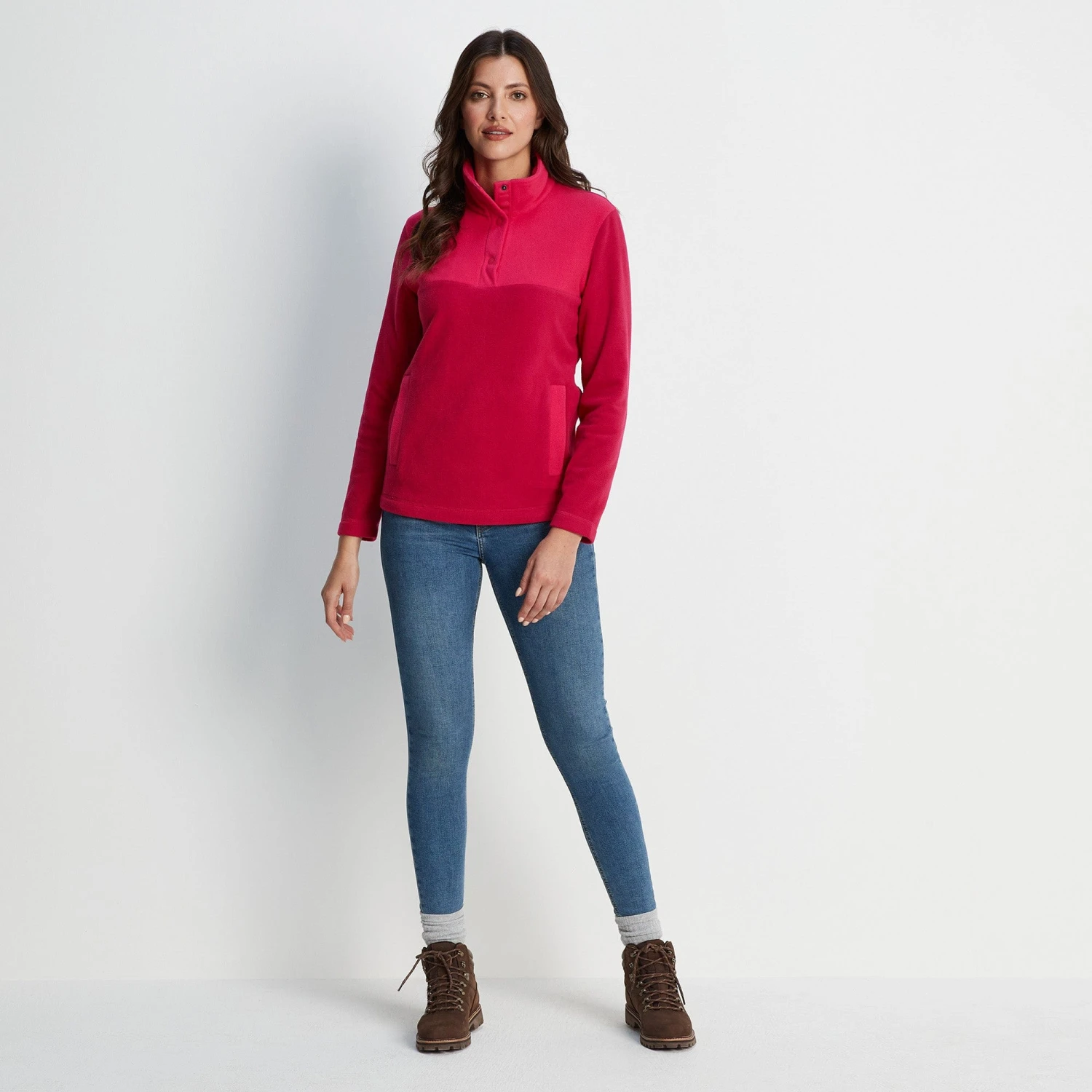 Barclay Womens Press Stud Neck Fleece - Cerise 7 Barclay Womens Press Stud Neck Fleece - Cerise - Image 5