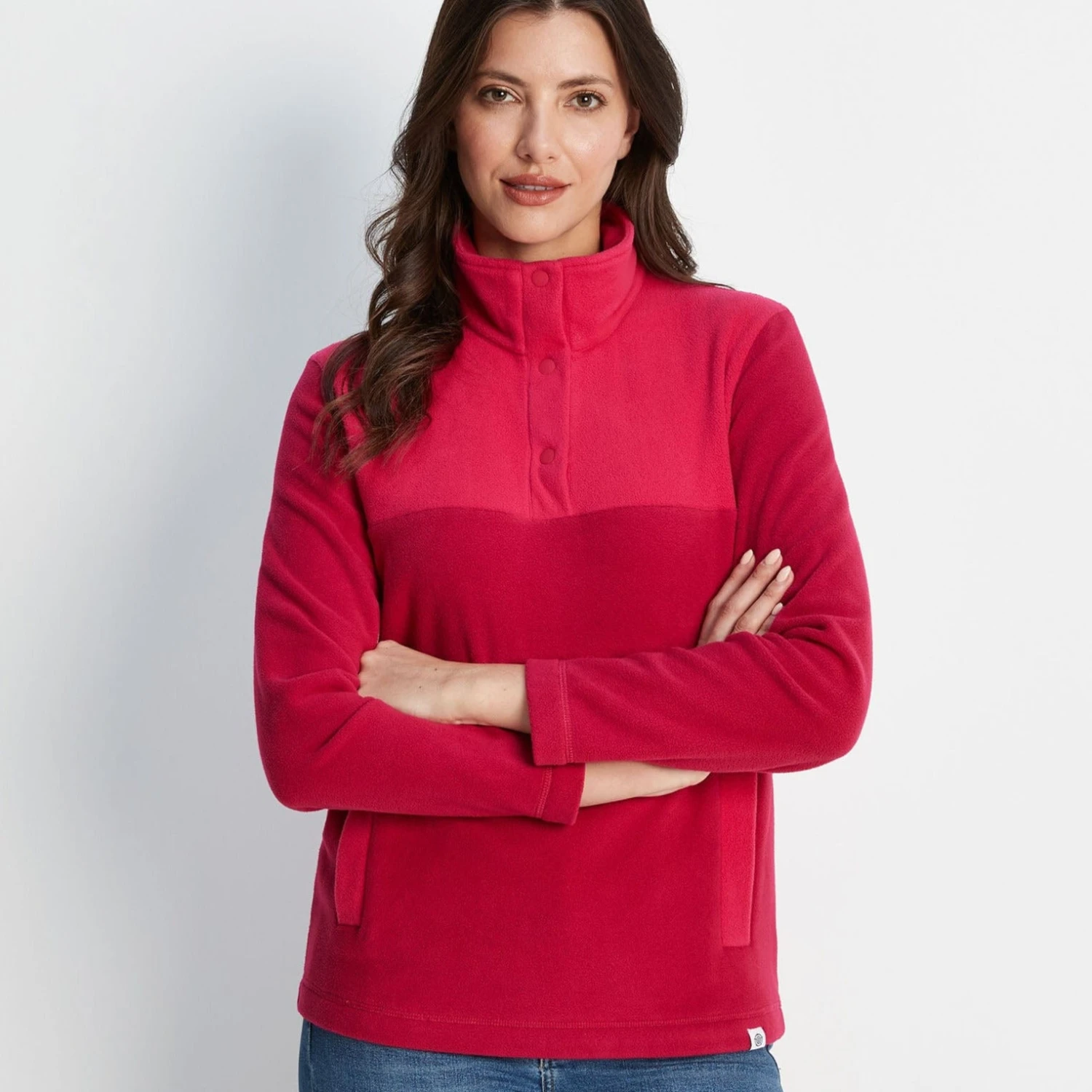 Barclay Womens Press Stud Neck Fleece - Cerise 3 Barclay Womens Press Stud Neck Fleece - Cerise