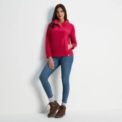 Barclay Womens Press Stud Neck Fleece - Cerise 15 Barclay Womens Press Stud Neck Fleece - Cerise -Fashion General Store 61856 BARC301 6