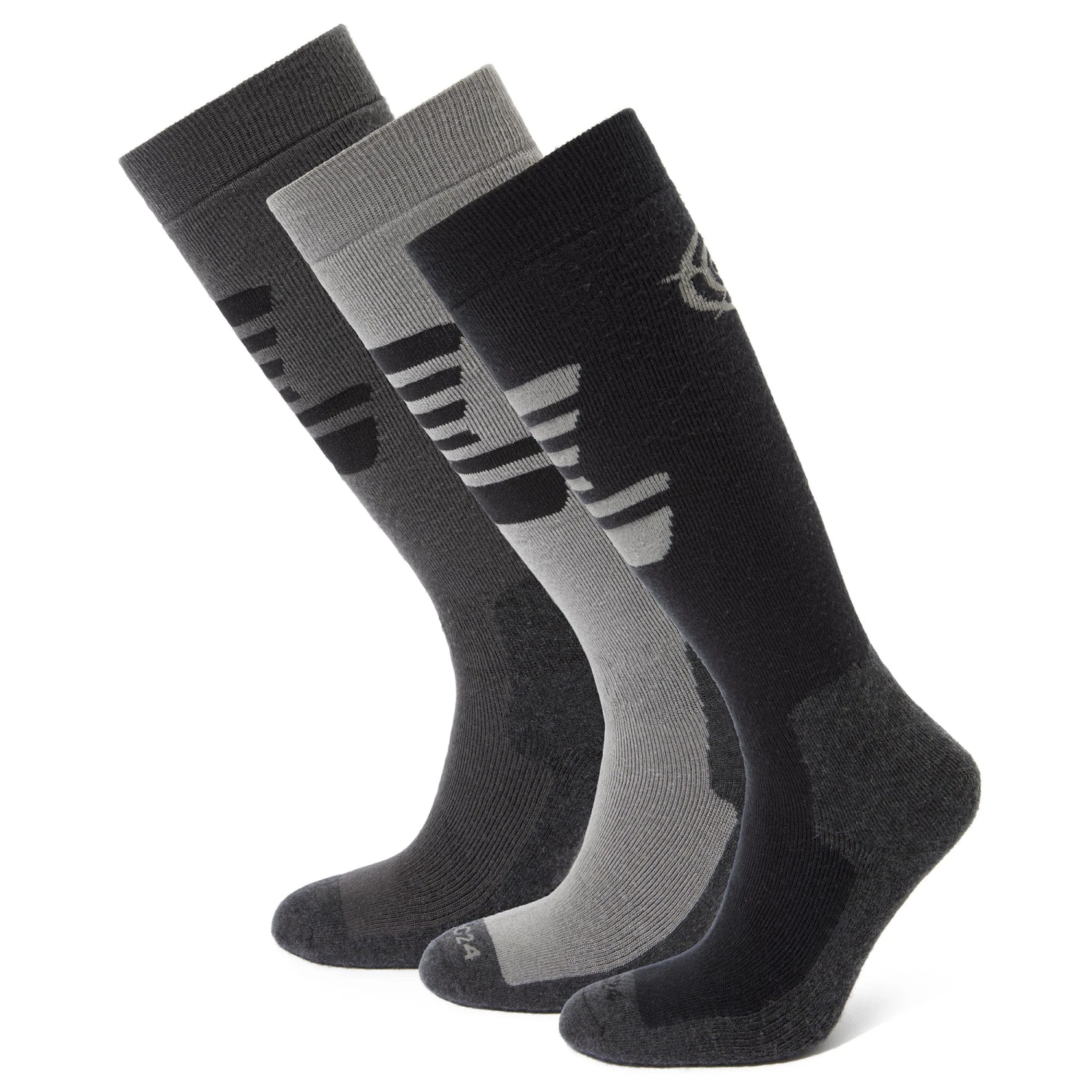 Bergenz 3 Pack Mens Ski Socks - Black/Soot Grey/Moon Grey 3 Bergenz 3 Pack Mens Ski Socks - Black/Soot Grey/Moon Grey