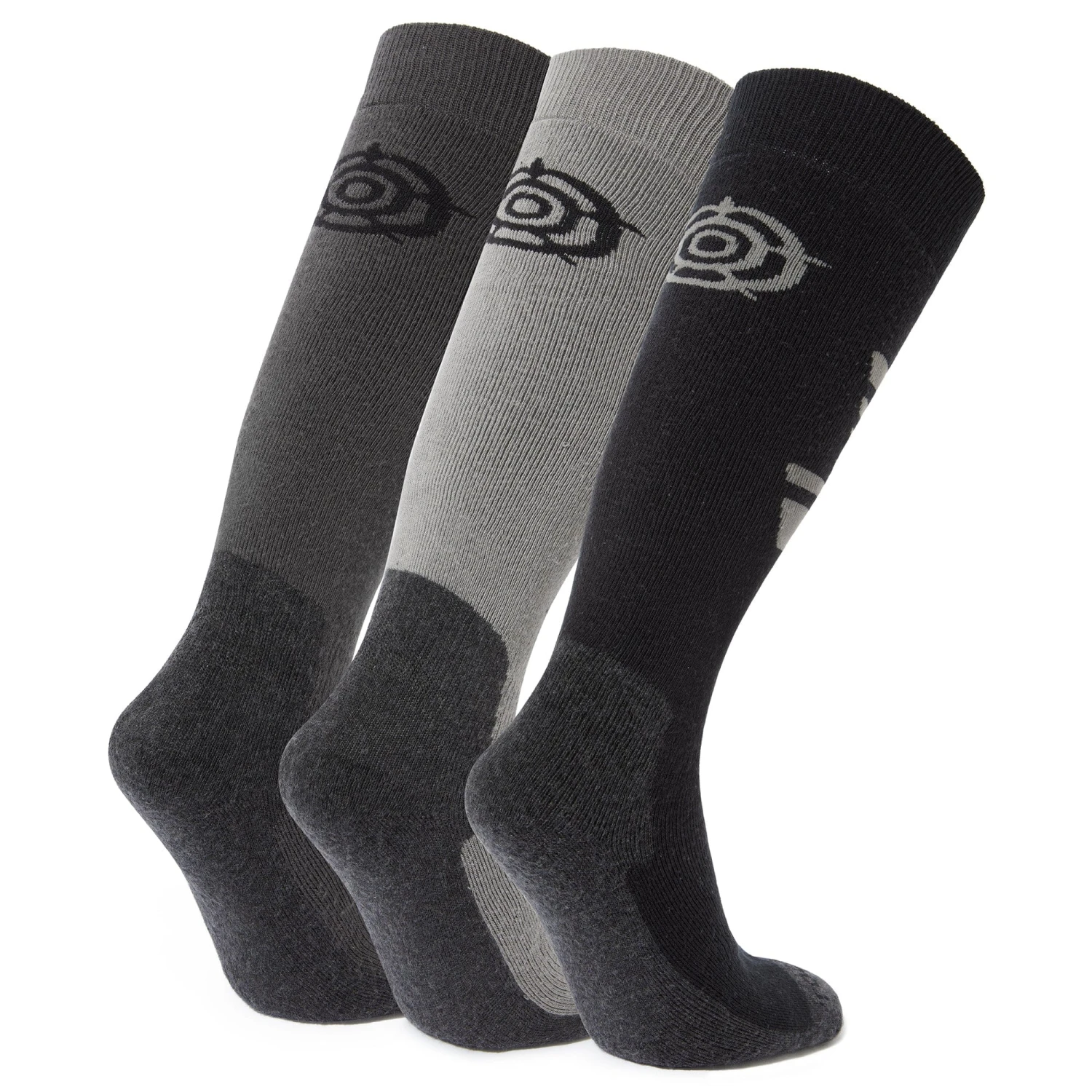Bergenz 3 Pack Mens Ski Socks - Black/Soot Grey/Moon Grey 4 Bergenz 3 Pack Mens Ski Socks - Black/Soot Grey/Moon Grey - Image 2