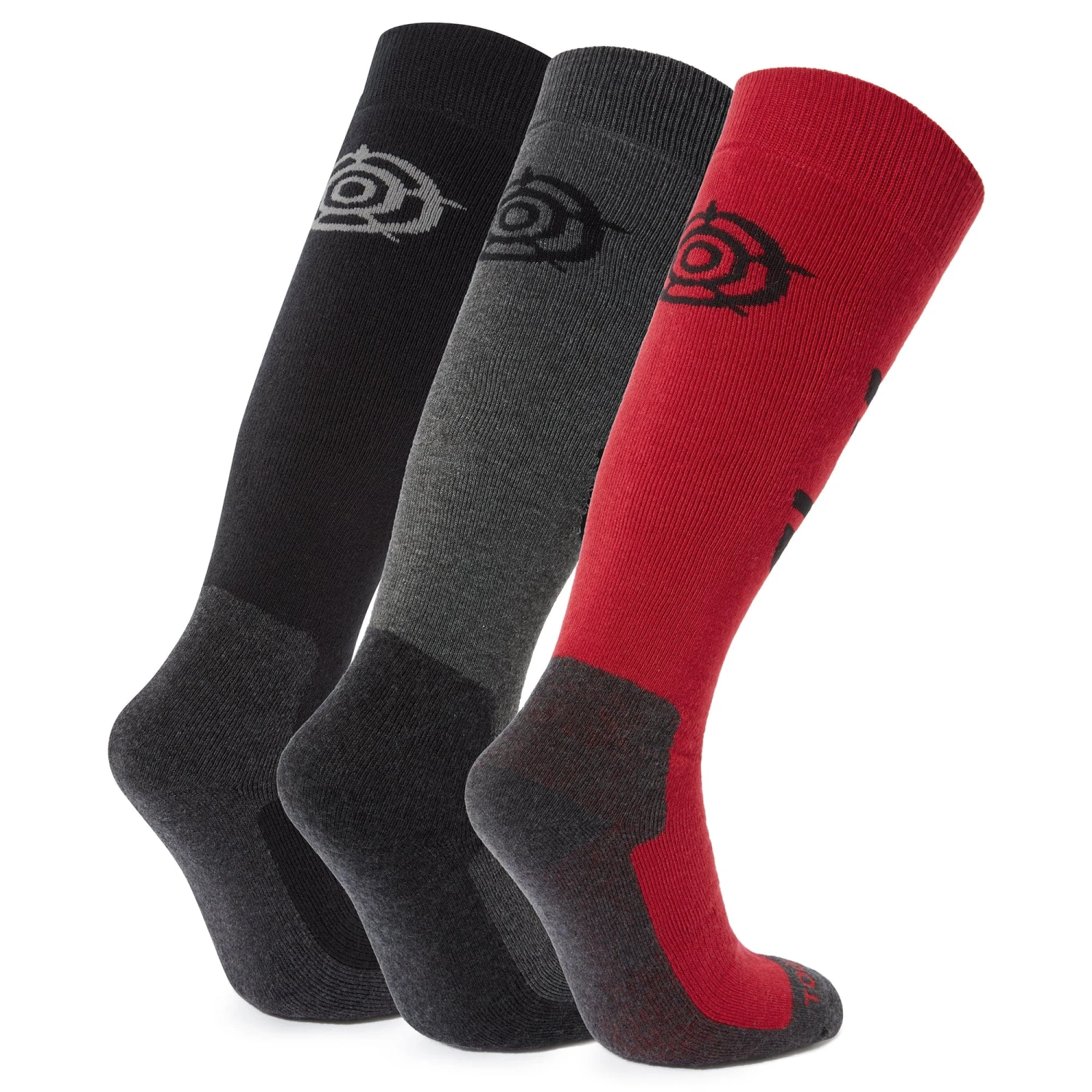 Bergenz 3 Pack Mens Ski Socks - Black/Chilli Red /Dark Grey Marl 4 Bergenz 3 Pack Mens Ski Socks - Black/Chilli Red /Dark Grey Marl - Image 2