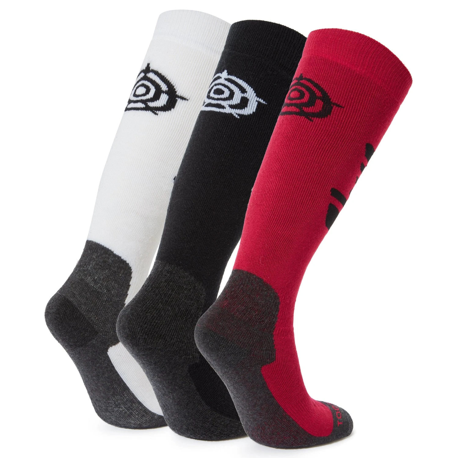 Bergenz 3 Pack Womens Ski Socks - Black/Dark Pink/Optic White 4 Bergenz 3 Pack Womens Ski Socks - Black/Dark Pink/Optic White - Image 2