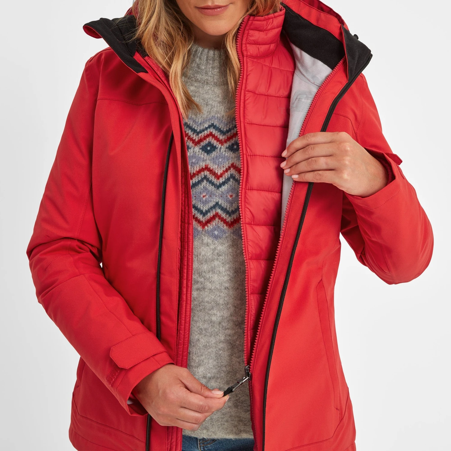 Beverley Womens 3-in-1 Waterproof Jacket - Dark Coral 4 Beverley Womens 3-in-1 Waterproof Jacket - Dark Coral - Image 2
