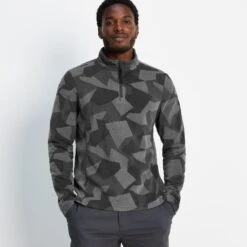 Bleakholt Mens Quarter Zip Fleece - Steel Grey Geo Camo