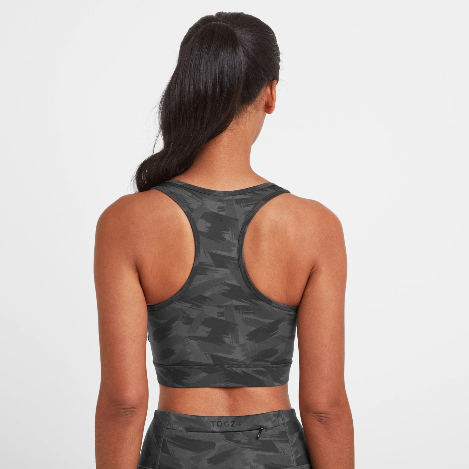 Bostock Womens Tech Crop Top - Coal Grey Print 6 Bostock Womens Tech Crop Top - Coal Grey Print - Image 4