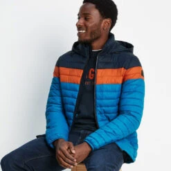 Bowburn Mens Padded Jacket - Peacock Blue/Dark Orange -Fashion General Store 61856 BOWB022 7