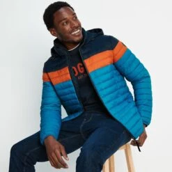 Bowburn Mens Padded Jacket - Peacock Blue/Dark Orange -Fashion General Store 61856 BOWB022 8