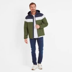 Bowburn Mens Padded Jacket - Khaki/Steel Blue -Fashion General Store 61856 BOWB024 3