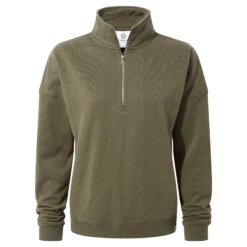Caldene Womens Quarter Zip Sweat - Khaki -Fashion General Store 61856 CALDE300