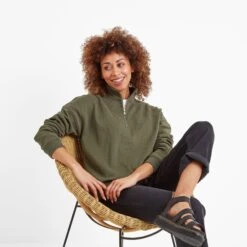 Caldene Womens Quarter Zip Sweat - Khaki -Fashion General Store 61856 CALDE300 4