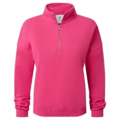 Caldene Womens Quarter Zip Sweat - Hibiscus Pink -Fashion General Store 61856 CALDE301