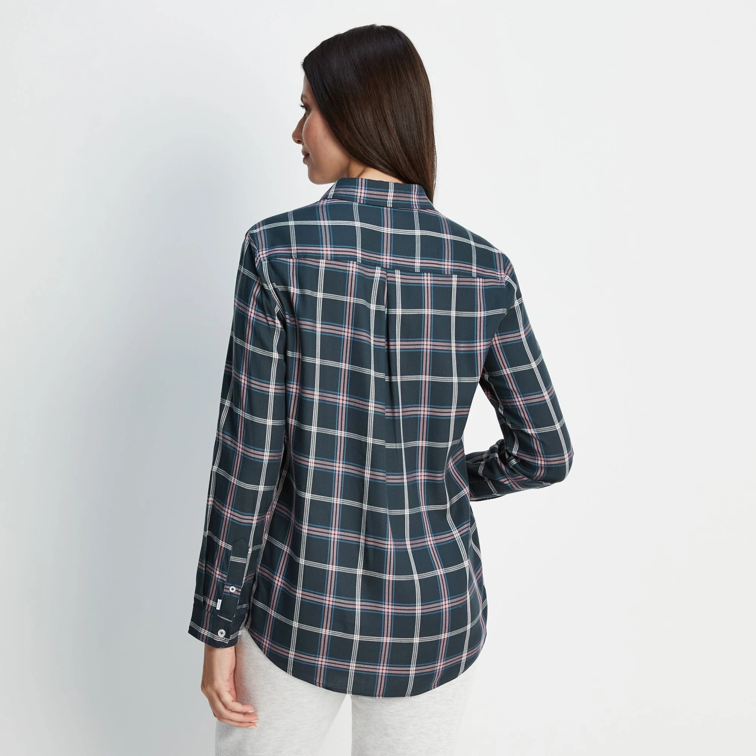 Candice Womens Check Boyfriend Fit Shirt - Dark Indigo/Faded Pink Check 6 Candice Womens Check Boyfriend Fit Shirt - Dark Indigo/Faded Pink Check - Image 4