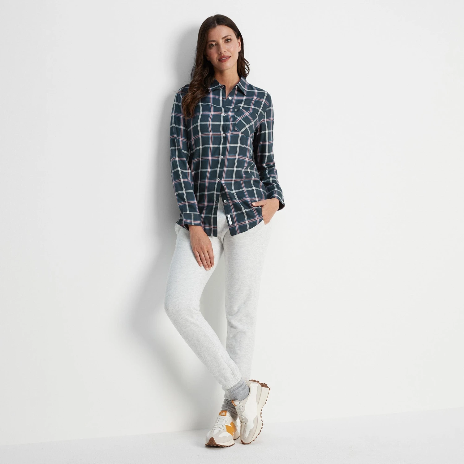 Candice Womens Check Boyfriend Fit Shirt - Dark Indigo/Faded Pink Check 4 Candice Womens Check Boyfriend Fit Shirt - Dark Indigo/Faded Pink Check - Image 2