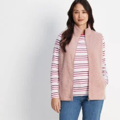 Carlan Womens Teddy Fleece Gilet - Faded Pink
