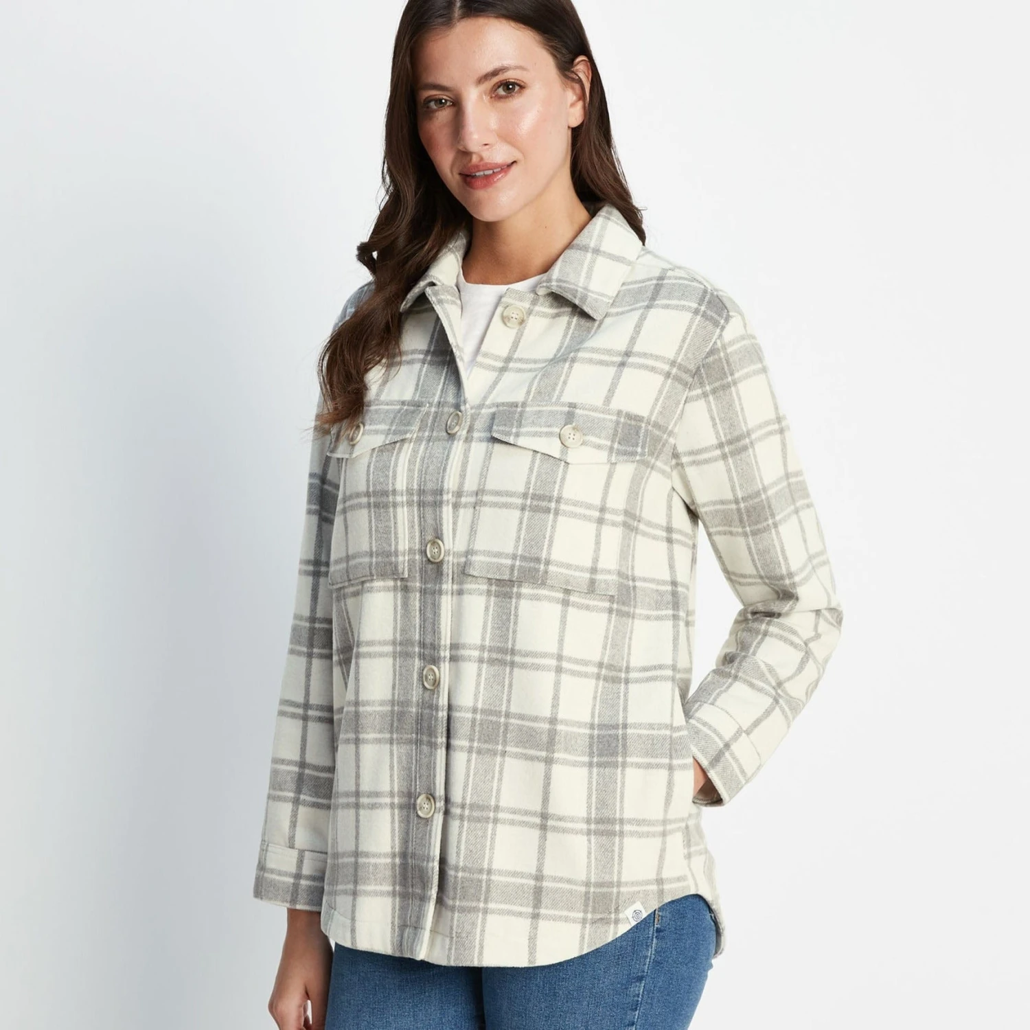 Carrie Womens Shacket - Light Grey Marl Check 6 Carrie Womens Shacket - Light Grey Marl Check - Image 4