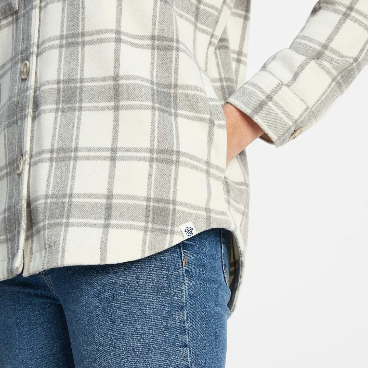 Carrie Womens Shacket - Light Grey Marl Check 8 Carrie Womens Shacket - Light Grey Marl Check - Image 6