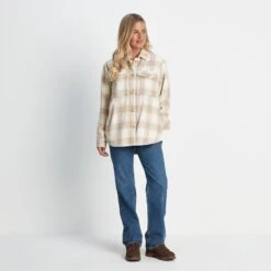 Carrie Womens Shacket - Biscuit Check -Fashion General Store 61856 CARRI301 1