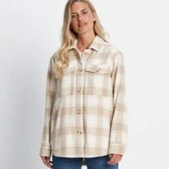 Carrie Womens Shacket - Biscuit Check -Fashion General Store 61856 CARRI301 2