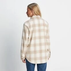 Carrie Womens Shacket - Biscuit Check -Fashion General Store 61856 CARRI301 3