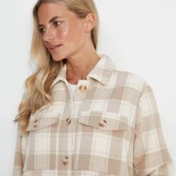 Carrie Womens Shacket - Biscuit Check -Fashion General Store 61856 CARRI301 4