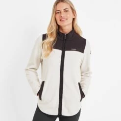 Carty Womens Colour Block Fleece Jacket - Vanilla/Black