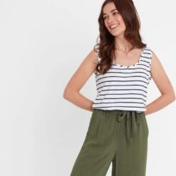 Cassie Womens Wide Leg Cropped Trousers - Khaki -Fashion General Store 61856 CASSI301 1