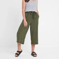 Cassie Womens Wide Leg Cropped Trousers - Khaki -Fashion General Store 61856 CASSI301 2