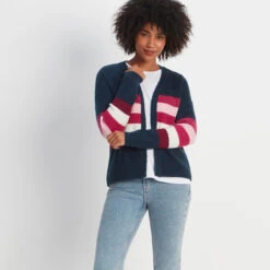 Clio Womens Stripe Cardigan - Dark Indigo -Fashion General Store 61856 CLIO300 1