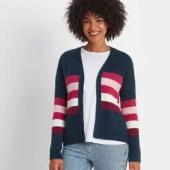 Clio Womens Stripe Cardigan - Dark Indigo -Fashion General Store 61856 CLIO300 2