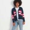 Clio Womens Stripe Cardigan - Dark Indigo