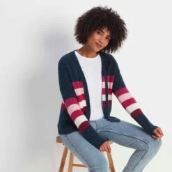 Clio Womens Stripe Cardigan - Dark Indigo -Fashion General Store 61856 CLIO300 8