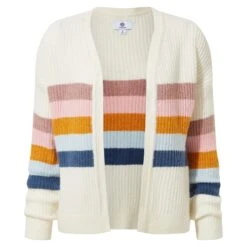 Clio Womens Stripe Cardigan - Off White -Fashion General Store 61856 CLIO301