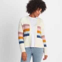 Clio Womens Stripe Cardigan - Off White