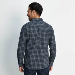 Conway Mens Flannel Check Long Sleeve Shirt - Dark Indigo/Washed Blue Check -Fashion General Store 61856 CONW001 3