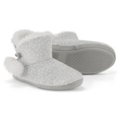Cordingley Womens Spot Slipper Boots - Light Grey