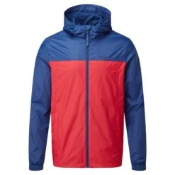 Craven Mens Waterproof Packaway Jacket - Night Blue / Bright Red Colour Block -Fashion General Store 61856 CRAV060